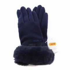 フルラ FURLA 手袋 リボン フェイクファー 21-22cm 紺 ネイビー /YMのサムネイル