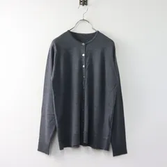 美品 2022AW ドゥーズィエムクラス Deuxieme Classe FF30 クルーネックカーディガン/ダークグレー ウール ニット【2400014552256】