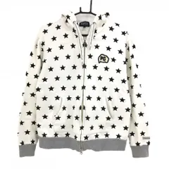 ★SALE価格★パーリーゲイツ スウェットジップパーカー 白×黒 星柄 裏起毛 スター レディース 1(M) ゴルフウェア PEARLY GATES