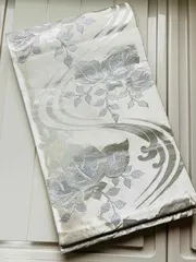 袋帯 正絹 / 銀色系 シルバー系 / シンプルな柄 草花文 橘 幅約31cm 着物帯 TCS着物 W46