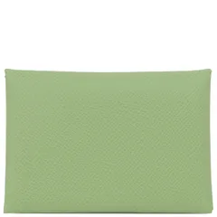エルメス HERMES カードケース カルヴィ デュオ ヴォーエプソン ヴェールクリケット シルバー金具 新品 未使用 緑  B刻印（2023年製） 【箱】【中古】