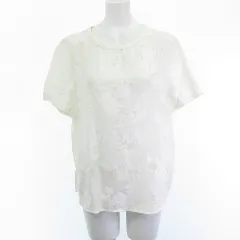 エキプモン EQUIPMENT FEMME シルク混 カットソー Tシャツ レース 刺繍 シースルー 白 ホワイト Sのサムネイル