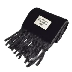 アクネ ストゥディオズ Acne Studios ロゴラベル付きフリンジスカーフ マフラー アルパカ ウール 黒 ブラック CA0343 ☆AA★のサムネイル