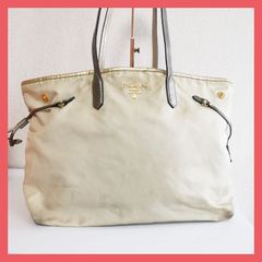 【超人気品】正規品！送無!プラダPRADA 肩掛けトートバッグ ベージュ ゴールド金具 サフィアーノレザー