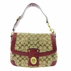 コーチ COACH F12657 シグネチャー ハンドバッグ ワンショルダー 肩掛け ターンロック キャンバス エナメル ベージュ ボルドー /GV ■GY14