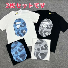 新品 A BATHING APE Sakura Photo Ape Head Tee アベイシングエイプ Tシャツ 黑+白 2枚