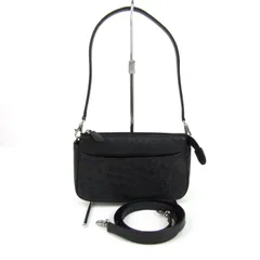 オーストリッチ レザー ショルダーバッグ 2way 本革 ハンドバッグ カバン 鞄 レディース ブラック ostrich 【中古】