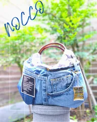 №726【DENIM✖️RingHandle BAG♡⚮̈】デニムリメイク👖リングハンドル🩷グラニーバッグ✨️