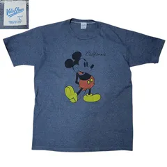 90S VINTAGE ヴィンテージ USA製 Velva sheen ベルバシーン California カリフォルニア Mickey Mouse ミッキーマウス Tシャツ L 杢ネイビー ディズニー公式 Disney 袖シングルステッチ
