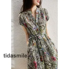 ワンピース レディース 40代 きれいめ 夏 マキシワンピース Vネック ロングワンピース チュニック 花柄 大きいサイズ おしゃれ 可愛い 着痩せ 上品 通勤 新品