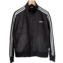 古着 NERDY ノルディ トラックジャケット ジャージ 2ライン プリントロゴ 総柄 ブラック XSサイズ 257-130のサムネイル