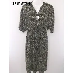 ◇ LOWRYS FARM ローリーズファーム 総柄 七分袖 ロング ワンピース サイズF ブラック ホワイト イエロー レディース  【中古】 【1112290001250】