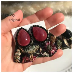 おおぶり　しずくビーズ　インド刺繍リボン　大人可愛い　アンティーク　秋冬新作