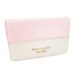 ケイトスペード KATE SPADE キーケース 3つ折り 6連 レザー 革 PVC 切替 配色 バイカラー ロゴ ピンク /CK22 ■GY18