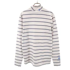 Callaway キャロウェイ ボーダー柄 長袖 モックネック カットソー M ホワイト トップス メンズ 古着