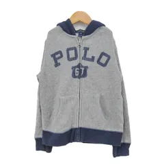 ポロラルフローレン パーカー トップス ジップアップ スウェット キッズ 男の子用 S(8)140/68サイズ グレー×紺 POLO RALPH LAUREN 【中古】