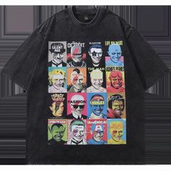 メンズ レディース半袖Tシャツ 映画 アートTシャツ デビットボウイ 色落ちブラック Lサイズ