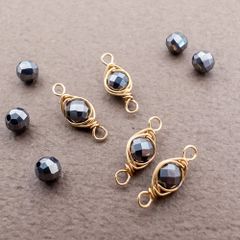 ＊4個＊ 天然石 パーツ テラヘルツ ワイヤーラッピング コネクター 金 ワイヤー巻き te087