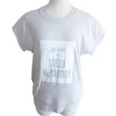 アディダス バイ ステラマッカートニー adidas by Stella McCartney 美品 Tシャツ カットソー ロゴプリント リブジャージー 半袖 XS ライトベージュ 系 ■YHS4 0916