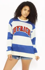 JOYRICH (ジョイリッチ) レディース ボーダーニット セーター Jock Knit Sweater Blue×whiteのサムネイル