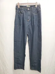 ◇ Θ classicalelf 大きいサイズ　ハイウエスト　タック デニム　ワイド　パンツ サイズXXL ネイビー レディース P  【1410160000830】