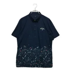 中古 メンズ キャロウェイ Callaway 半袖ポロシャツ LL 紺 ネイビー 薄手 花柄