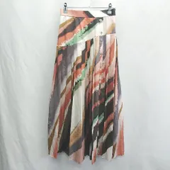 ◇ ⊂ LILY BROWN 総柄 プリーツ加工 ロング丈 フレア スカート サイズ0 ブラウン グレー オレンジ レディース E  【1412090042096】