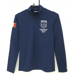 【新品】カッパ 長袖ハイネックシャツ ネイビー×白 ハイストレッチ 消臭 バックプリント レディース M ゴルフウェア Kappa