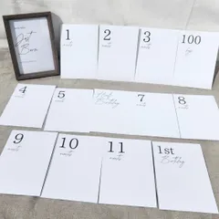 マンスリーカード　手形足形　シンプル　モノクロ　月齢フォト　ニューボーン