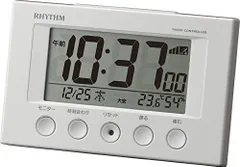 リズム(RHYTHM) 目覚まし時計 電波時計 温度計・湿度計付き フィットウェーブスマート 白 77×120×54mm 8RZ166SR03のサムネイル