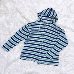 〚KKUA〛(Ｌ40-42) カジュアルボーダージップアップパーカー