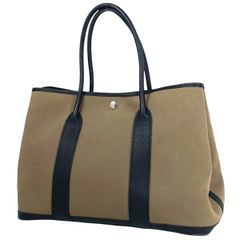 【在庫一掃】 エルメス HERMES ガーデンパーティ PM ハンドバッグ トートバッグ トワルオフィシエ ブラウン ブラック □R レディース 【中古】
