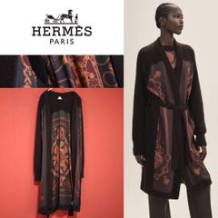【極美品】HERMES ツイルレーヌ カシミヤ＆シルク混 ロングカーディガン 極美品】HERMES ツイルレーヌ カシミヤ＆シルク混 ロング