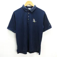 T■USA製■クレイジーシャツ/CRAZY SHITSワンポイント刺繍 半袖ポロシャツ ■紺【メンズS】W18【中古】