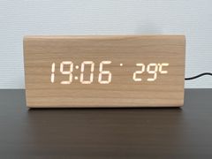 【良品】WOOD SHOW 置時計 Bluetooth対応スピーカー付き  スマホ ワイヤレス充電