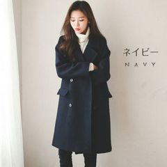 チェスターコート レディース ミディアムコート ミドル丈 秋 冬 冬服 カジュアル 2XLサイズ  無地 定番 シンプル 大人 アウター ネイビー 紺 通勤 通学 おしゃれ dg046x1