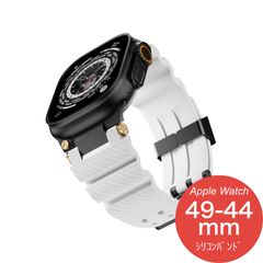 【Apple Watch Series 10/9・Ultra・SE 第2/1世代・49mm/46mm/45mm/44mm】バンド アップルウォッチ ベルト シリコン ステンレス レディース 防水 ウルトラ 高級 おしゃれ メンズ（ブラック/ホワイト）❷