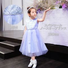 NO,55★子どもドレス 発表会ドレス こども キッズ コンクール ドレス 女の子 フォーマル 120cm 発表会 刺繍 ノースリーブ ブルー