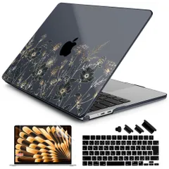 新品 Batianda 2025発売MacBook Air 15 M4 A3241専用 軽量携帯保護ケース+スクリーン保護フィルム+日本語キーボードカバー、美しい花々