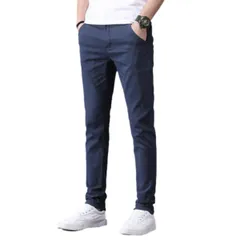 [Lopis] メンズ ロングパンツ ストレッチ チノパン スリム スキニー ビジネス 通勤 カジュアル 無地 ズボン おしゃれ 快適 リラックス (XL, ネイビー) [ネイビー] [XL]