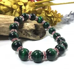 パワーストーン　ブレスレット　グリーンタイガーアイ　12mm （ピンク）メンズ・レディース　男性・女性　数珠ブレス　開運 [k]