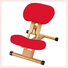 プロポーションチェア（補助クッション無し）ナチュラル脚／レッド　※人気,売れ筋,リーズナブル,こだわり,コンパクト,フロア,チェア,イス,正しい姿勢,猫背対策,学習,勉強椅子,可動,小学生,子供,キッズ,サポート,成長,段階,赤のサムネイル