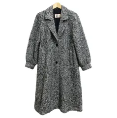 美品 HERNO ヘルノ ヴィンテージ チェスターコート ロングコート シングル ロング丈 ヘリンボーン柄 ツイード ウール グレー系 ブラック×ホワイト レディースのサムネイル