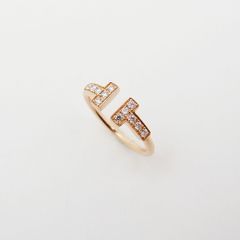 ティファニー T ダイヤモンド ワイヤー リング 7号 750PG 新品仕上げ Sランク