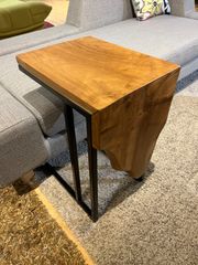 【限定品】サイドテーブル 一枚板 チーク材 粉体塗装 スチール脚 インドネシア産 ソファテーブル 無垢材