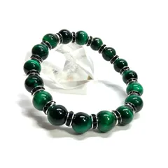 グリーンタイガーアイ パワーストーン ブレスレット 8mm （ブラック）メンズ・レディース　男性・女性　数珠ブレス　開運  [5]