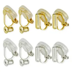 ★即日発送★イヤリングコンバーター 蝶バネ クリップ式 横型 縦型 シリコンカバー付 ゴールド シルバー 2種4ペア