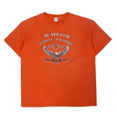 ハーレーダビッドソン HARLEY DAVIDSON 00s 2000年代 Y2K イーグル エンブレムロゴ 両面プリント USA アメリカ ヴィンテージ 古着 メンズ Tシャツ カットソー オレンジ XL【中古】