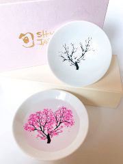温度で絵柄が変化する 冷感桜 白平盃 大 ペアセット 箱入( 直径90mmx高さ34mm)