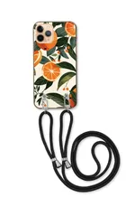 iPhone 17 ProMAX アイフォン17プロマックス スマホケース ショルダーストラップ 紐 付き オレンジ フルーツ 果物 南国 おしゃれ 北欧柄 大人女子 かっこいい ブラック カラー01